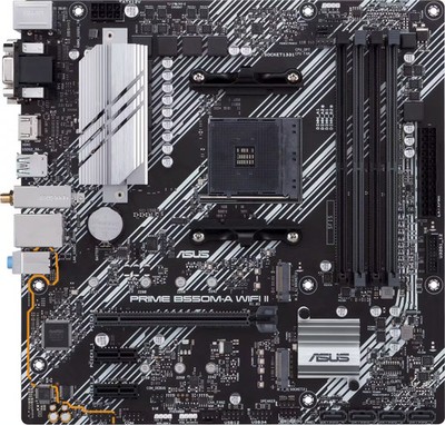 ASUS - PRIME B550M-A WIFI II (Socket AM4) AMD B550 Micro ATX DDR4 Wi-Fi 6 Mot...