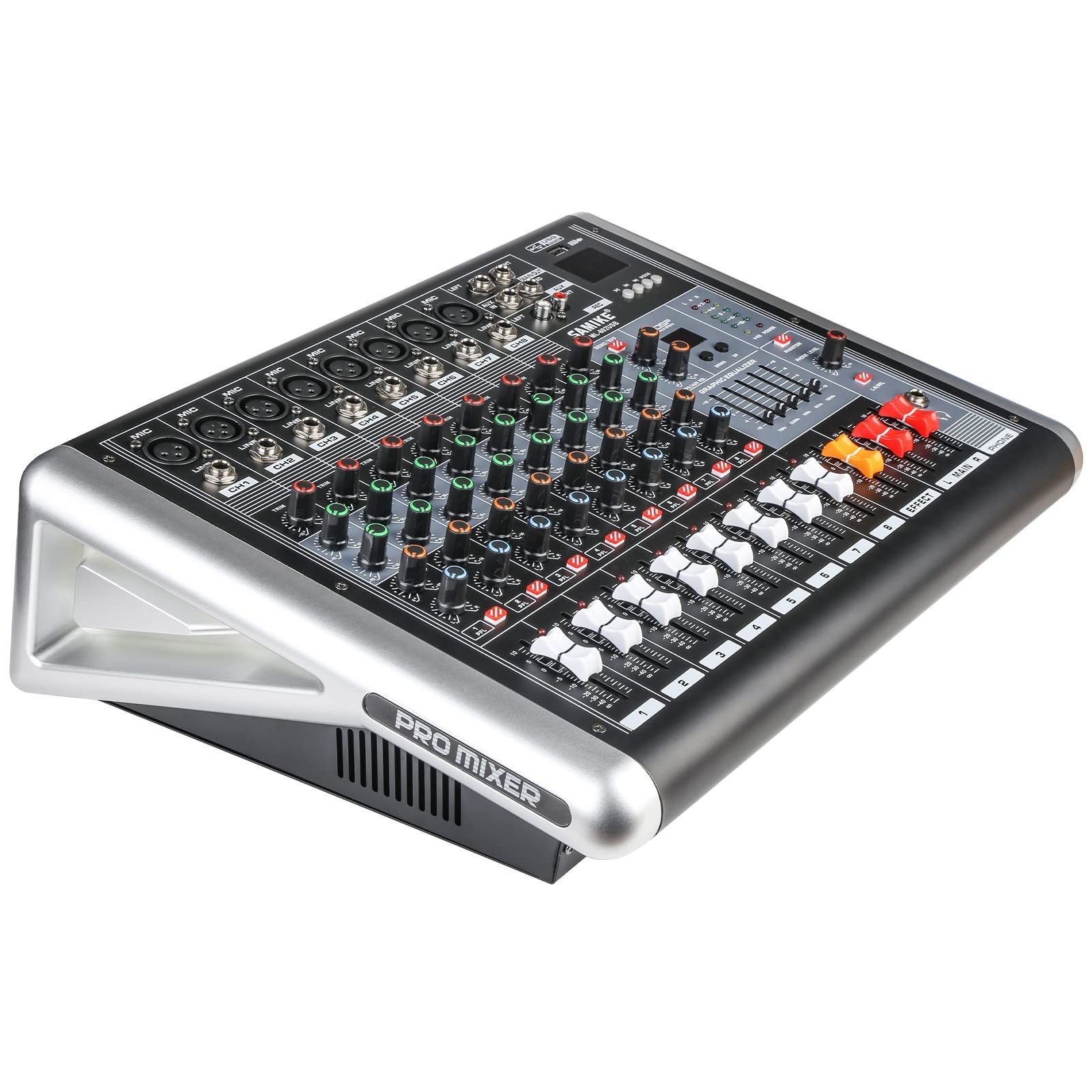 Table de Mixage 8 Canaux; avec Alimentation Fantôme 48V, Bluetooth, et effets