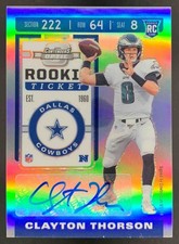 Clayton Thorson 2019 Panini Contenders Optic Auto RC Rookie Ticket Prizm Cowboys