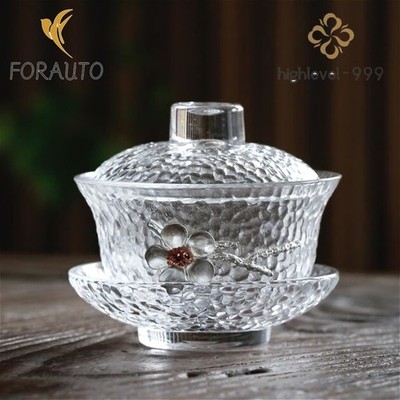 Not Smooth Glass Gaiwan Tea Bowl 120ml 4oz Heatresistant Japanese-Kungfu Tea Set