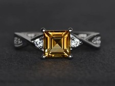 925 Sterling Silver Citrine Gemstone Women Unique Ring Duty Free