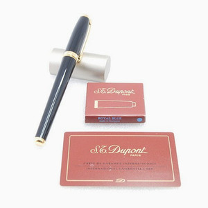 Stylo Plume S.T. Dupont Fidelio - Laque Noire & Platine - Plume Or 14 Carats - Occasion
