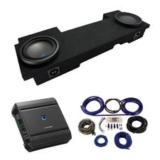 Fits 02-13 Chevy Silverado HD Crew Alpine S-W10D2 Dual 10" Sub Box & S-A60M Amp