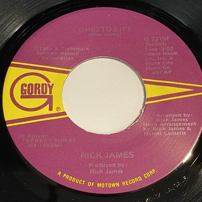 Rick James: Ghetto Life / Below The Funk (Pass The J) 45 - Gordy - Funk
