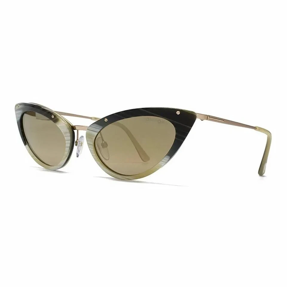 ÓCULOS DE SOL TOM FORD GRACE TF349 64J BEGE CHIFRE/OURO ESPELHADO LENTE DEGRADÊ 52-20 - Imagem 4 de 4