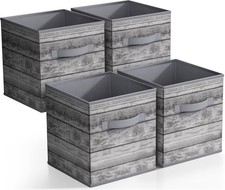 11 Inch Foldable Fabric Storage Cubes 4 Pack - Collapsible Bins with Handles