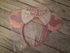 Birthday Girl Mouse Ears Headbands Pink Bows Sequin Hair Accessories