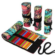72 Slots Pencil Wrap Roll Up Bag Colored Pencils Short Brushes Pouch Case