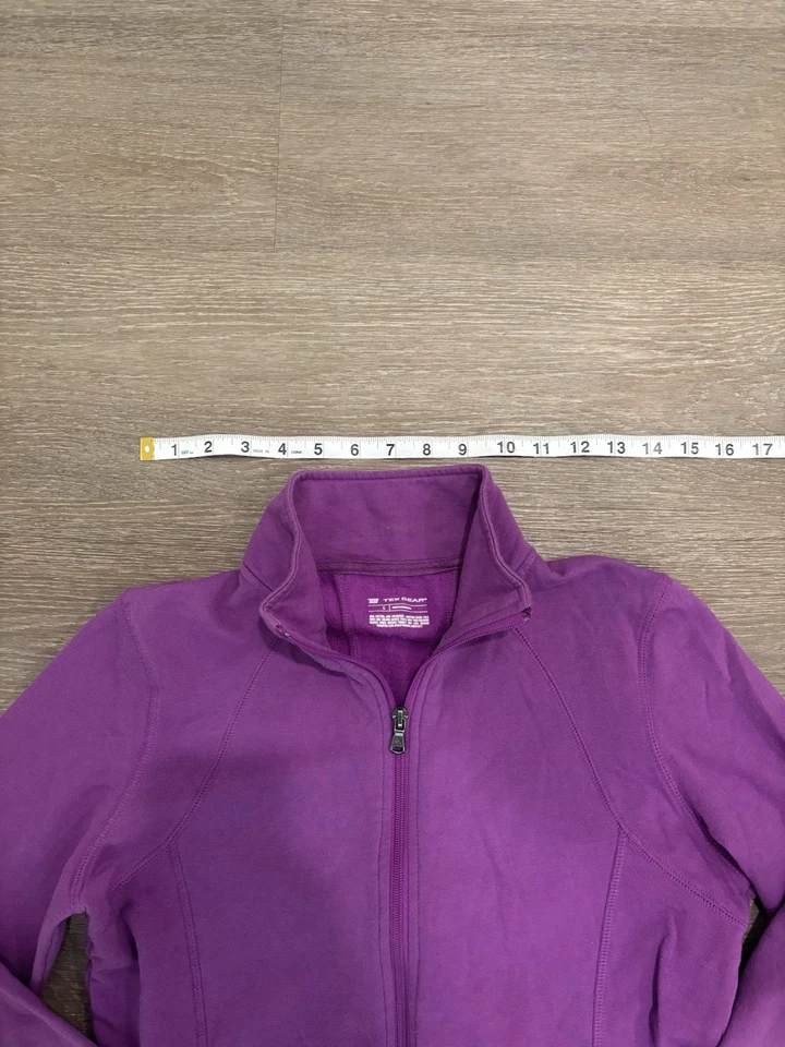 Tek Gear 女式全拉链羊毛夹克小号紫色长袖运动保暖 — 第 3/4 张图片