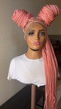 Knotless Braided Wig Full Lace Light Pink Color,Synthetic Wig, 30 Inch