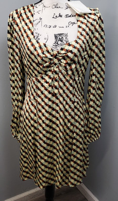 Diane Von Furstenberg Babydoll Dress Womens 10 Multi Polka Dot Sweetheart Neck