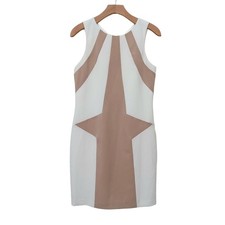 Ava & Aiden Sheath Dress Womens 8 Cream Sleeveless Lined Knee Length Work Party