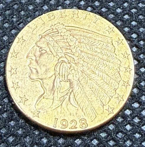 1928 $2.50 Indian Head Gold Quarter Eagle Pre-33 AU Sigma Verified