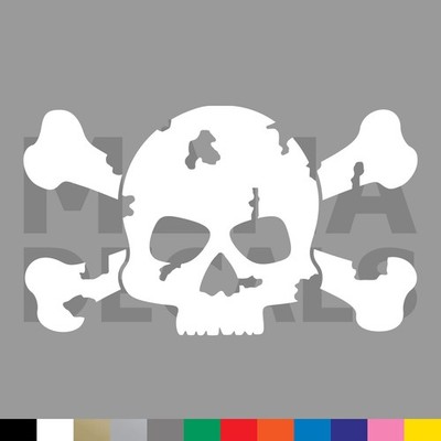 Skull and Crossbones Distressed Vinyl Die Cut Decal Sticker - Pirate Poison