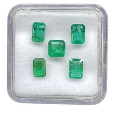 5 Pcs Natural Colombian Emerald 5-6mm Octagon Cut Loose Untreated Gemstones Lot