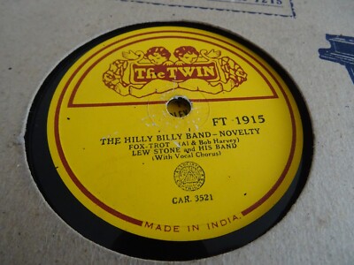LEW STONE - THE HILLY BILLY BAND/RED SAILS 78 RPM ON THE TWIN (INDIAN) E