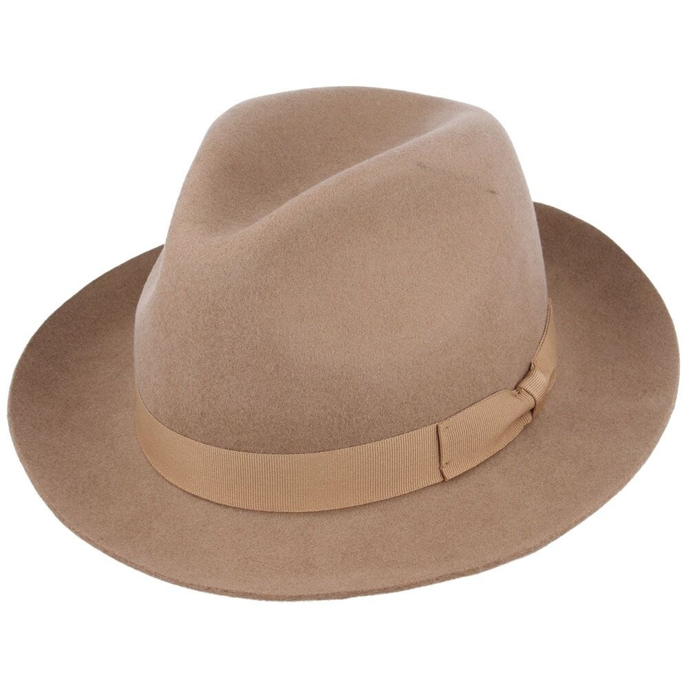 Men's Classic Wool Fedora Hat Wide Brim Casual Cowboy Outdoor Snap Brim