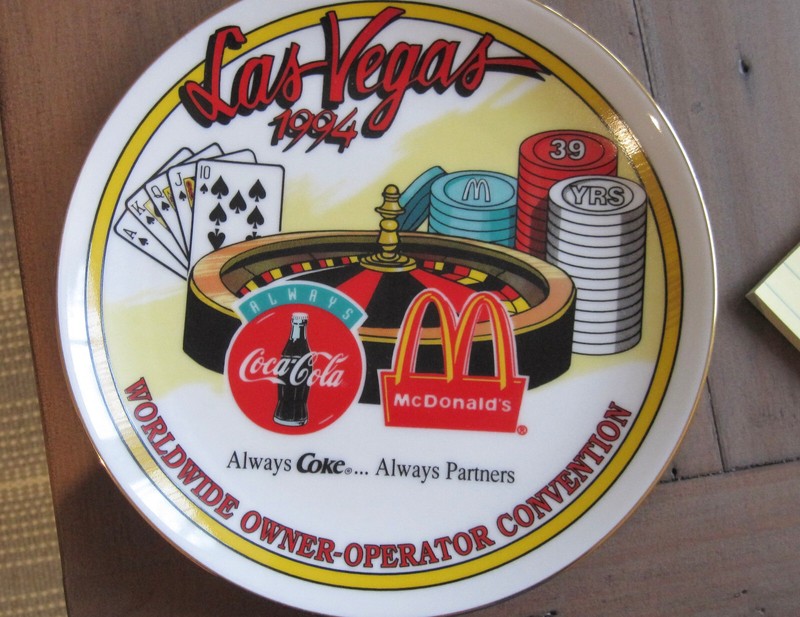 New Coca Cola McDonalds Worldwide Owner Operator 1994 Las Vegas Convention Plate