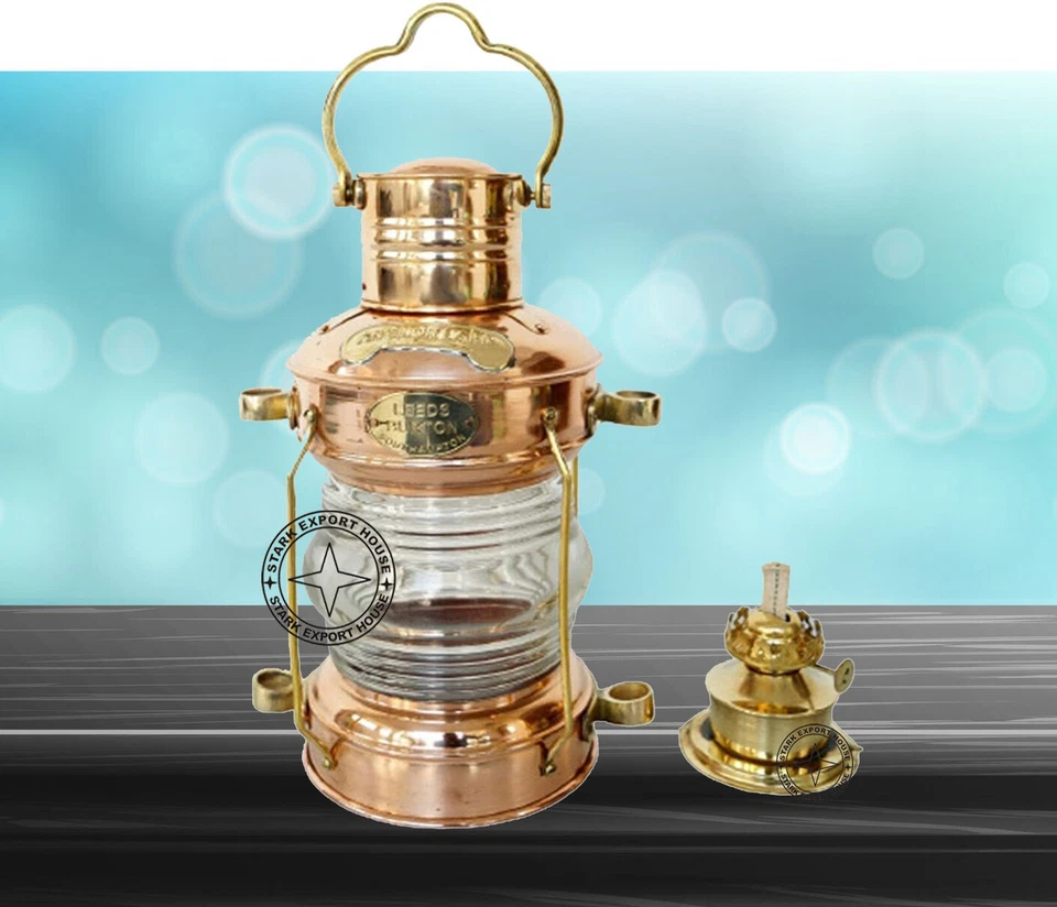 Lámpara de mesa y colgante de cobre lámpara de aceite de vidrio decoración del hogar 14 pulgadas mejor regalo Foto 3 de 4