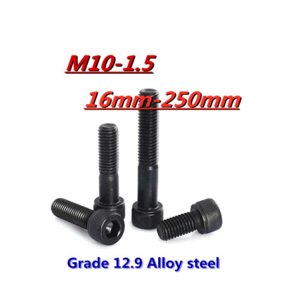 M10-1.5 Allen Hex Socket Cap Head Screw Bolt 12.9 Grade Black Alloy Steel DIN912