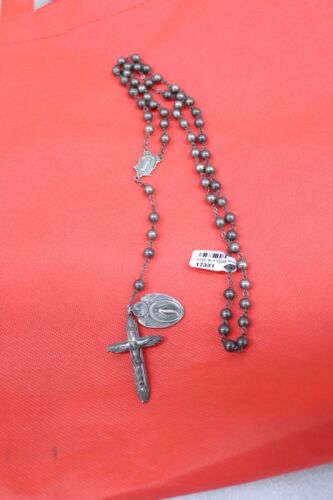 Genuine VINTAGE STERLING SILVER ROSARY 28" with Crucifex,