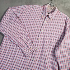 Peter Millar Shirt Mens L Pink Blue Plaid Button Down Long Sleeve Preppy Office