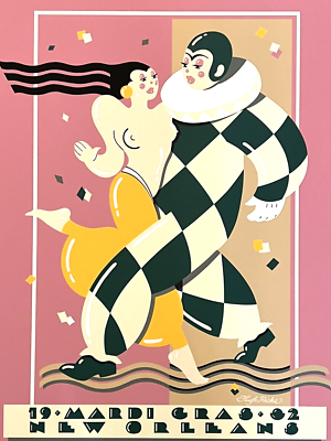 Limited edition 1982 Mardi Gras Poster Serigraph Signed by Hugh