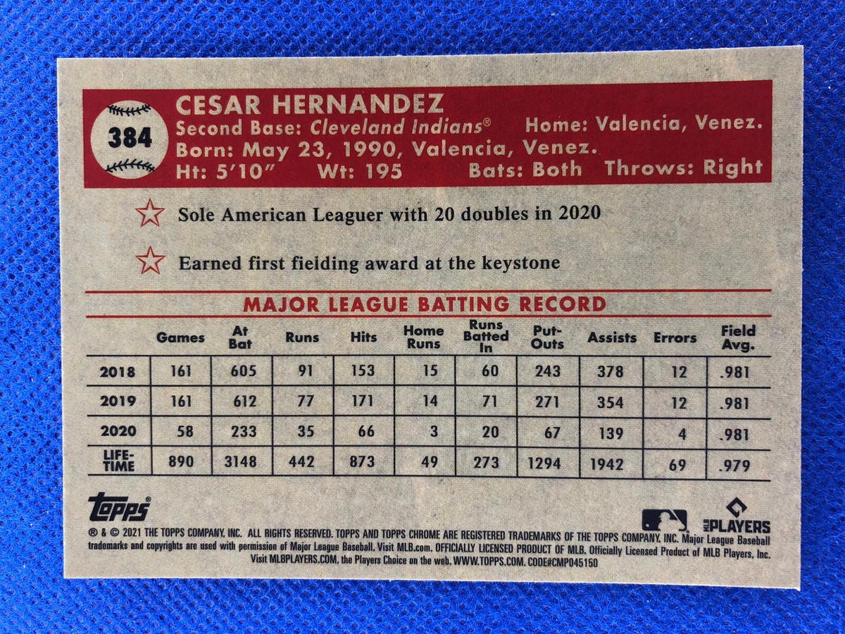 2021 #384 Cesar Hernandez Topps Chrome Baseball Platinum