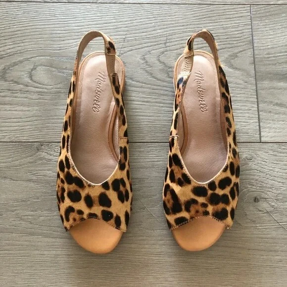 Madewell. Tavi Slingback Sandal. Leopard Calf Hair. Size 6.5 eBay