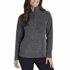 Eddie Bauer Womens Fleece Quarter Zip Classic Fit Pullover Charcoal, S NWT