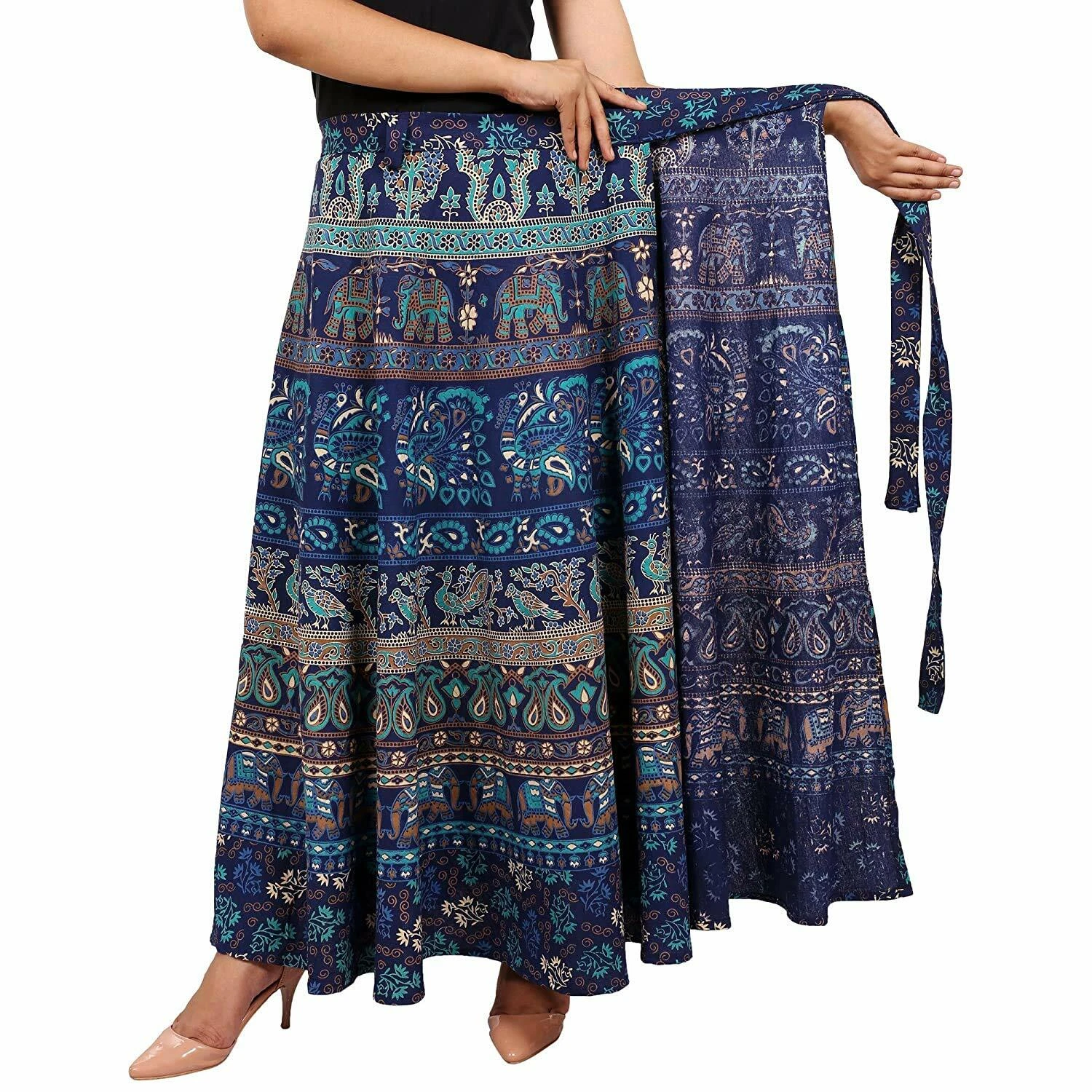 Cotton Women's Long Wrap Around Skirt Jaipuri Printed Free Size Blue
Opens in a new window or tab