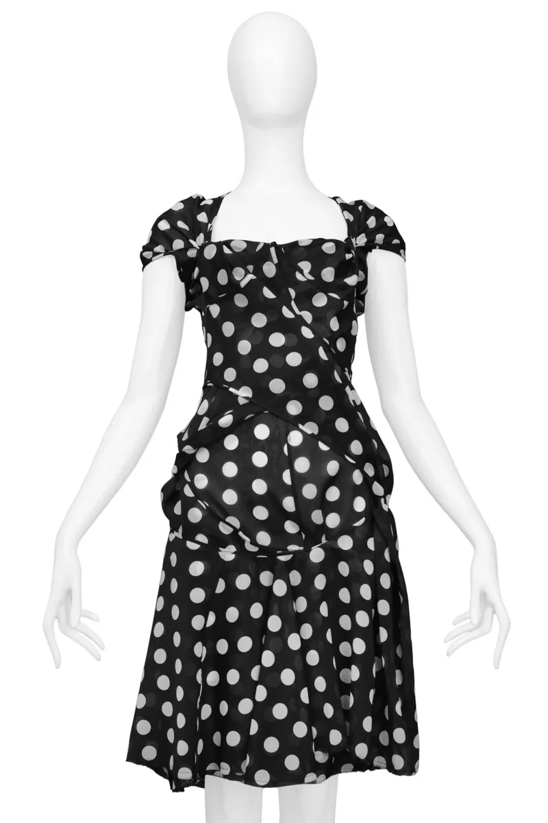 VINTAGE JUNYA WATANABE BLACK & WHITE POLKA DOT CONCEPT DRESS 2004