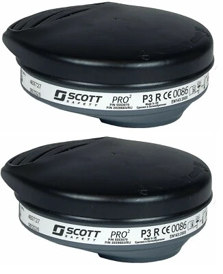 SCOTT SAFETY PRO2 P3 R Filter Gas Mask Profile2 Aviva2 Promask2 PPE Expiry 2028