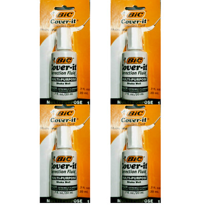 4-BIC WHITE OUT Cover-It Multi Purpose Pen & Ink Correction Fluid .7 fl oz 20ml