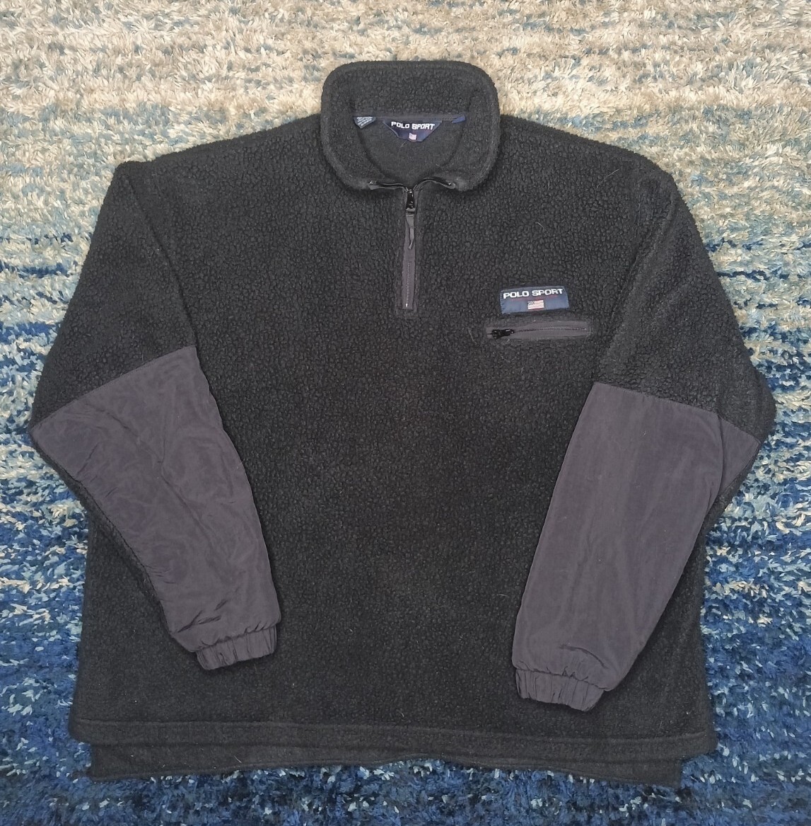 Vintage Polo Sport Ralph Lauren Pullover Fleece 1/4 Zip Made In USA Mens XL