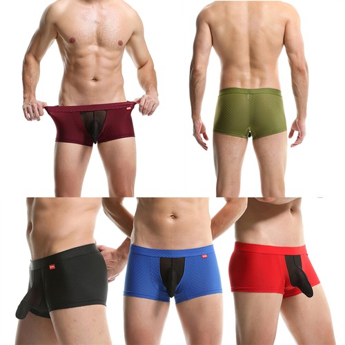 Men's Sexy Bulge Pouch Boxer Shorts Stretchy Breathable Underpants Male Trunks - Picture 2 of 60