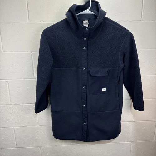 The North Face Cragmont MASHUP Hoodie Fleece COAT Jacket Navy Blue Button Down