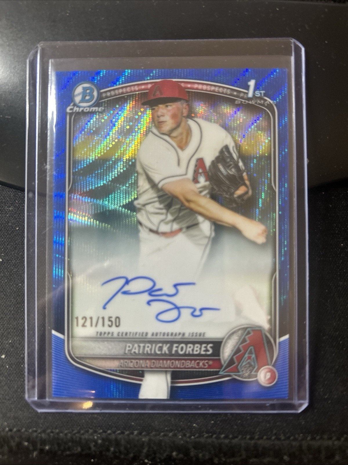 PATRICK FORBES 2025 BOWMAN CHROME DRAFT 1ST BLUE WAVE AUTO /150 Bk