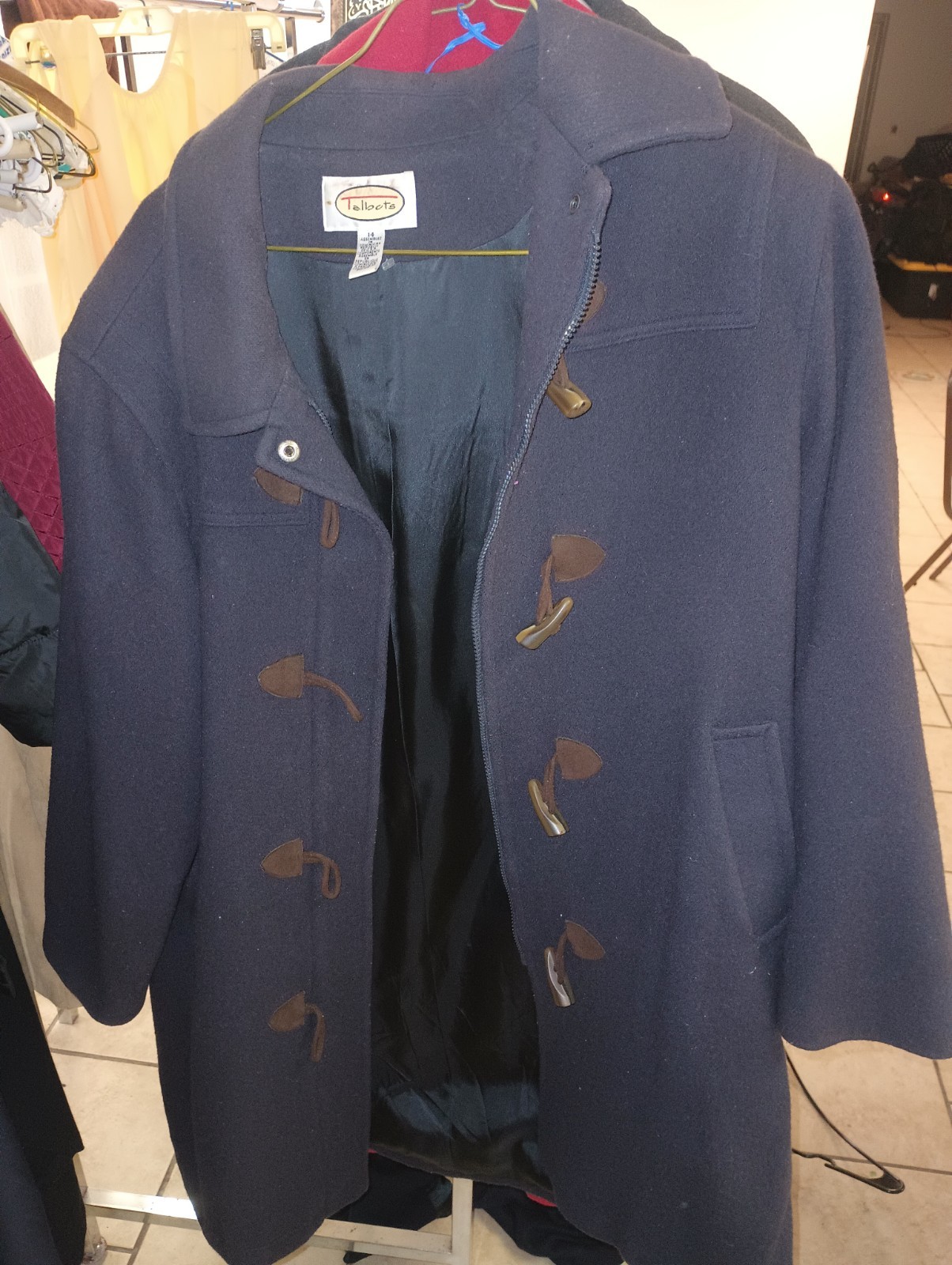 Blue Talbots 100% wool Shell toggle coat. - image 1