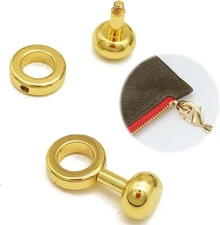 2Pcs Brass Ball Studs Rivets O/D Ring for Leather Crossbody Purse Gold 