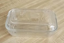 Vintage Arcoroc France Butter Refrigerator Dish with Cow on Lid Clear Glass