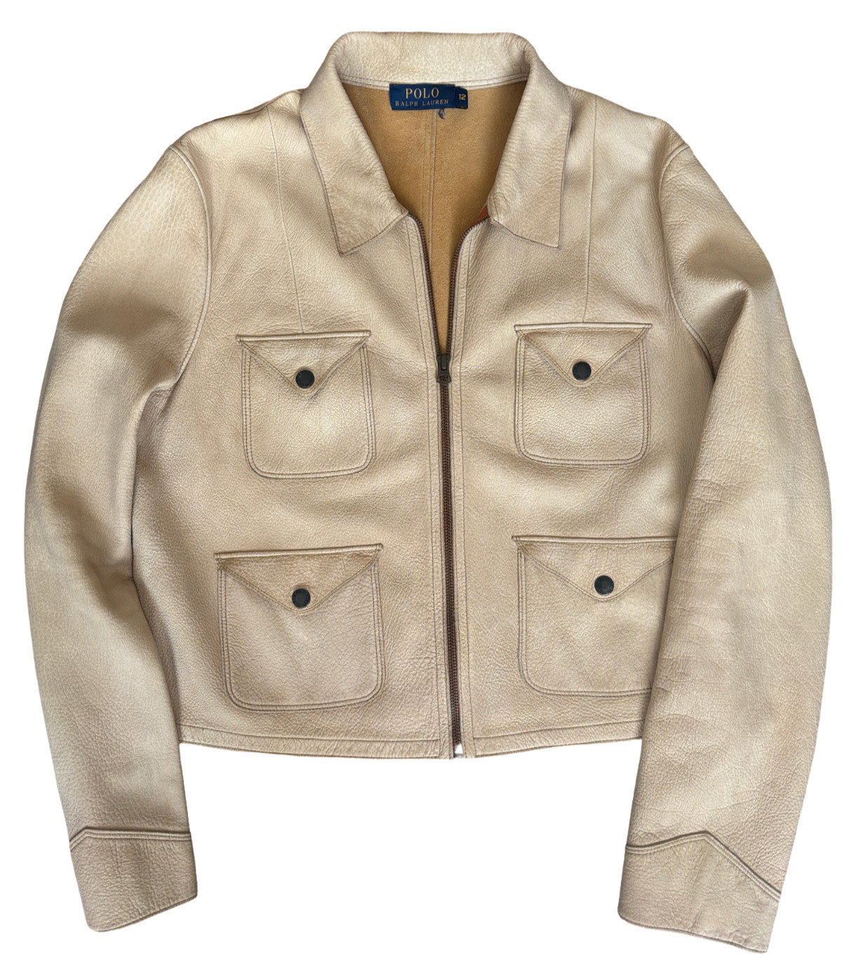 Vintage Polo Ralph Lauren Deerskin Leather Utility Jacket Size 12