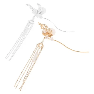 2 Pcs Épingle À Cheveux Traditionnelle Chinoise Pompon Accessoires Pour Hanfu - Photo 1/4