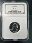 1955 25C NGC PF 67 90% SILVER PROOF WASHINGTON QUARTER