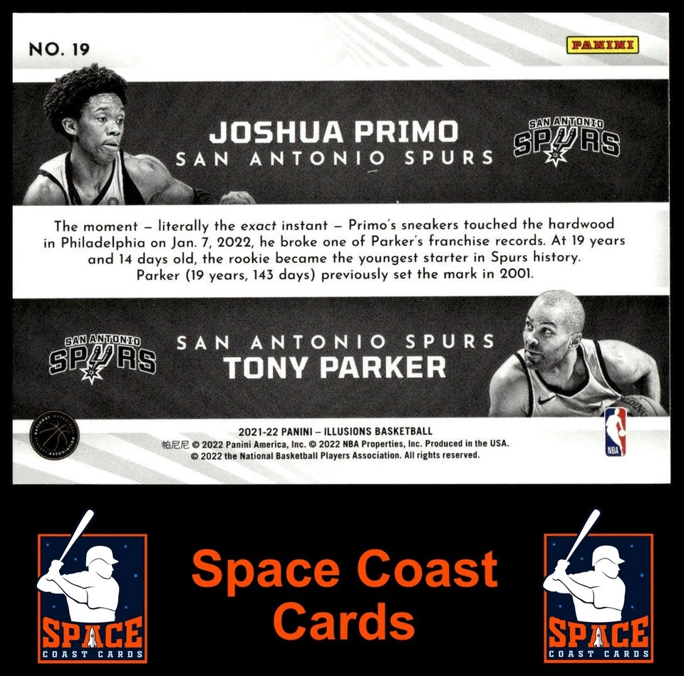 2021-22 Panini Illusions #19 Joshua Primo / Tony Parker Rookie Reflections - Image 2 of 2