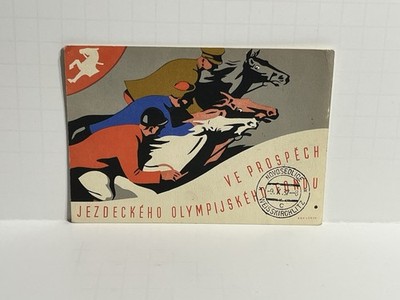 Czech Pardubice Horse Racing Charity Equestrian Event 1936 Olympics Postcard B47