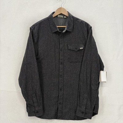 Vans Flyer Woven Shirt Mens Large Black Herringbone Button Front Skater Grunge