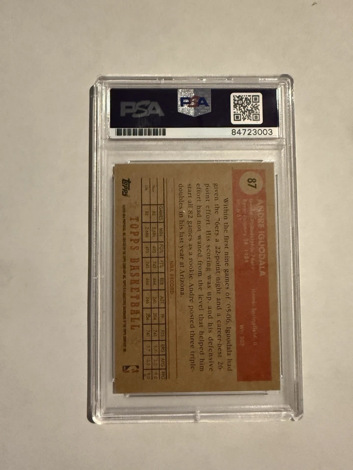 安德烈·伊戈达拉签名 2006 年 Topps 1952 年风格 #87 76ers PSA/DNA 签名 — 第 2/2 张图片