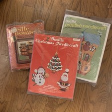 Vintage Bucilla Felt Ornament Kit 2335 Jeweled Figures New;  2 Other Kits