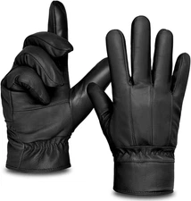 Men's Sheepskin Leather Gloves Touchscreen Fur Lined Winter Driving SM043US
